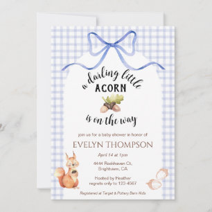 Invitation 004 Indigo Mignon Écureuil Gingham Gland Baby Show