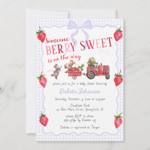 Invitation 005 Iris Gingham Berry Sweet Baby Shower à la Ferm