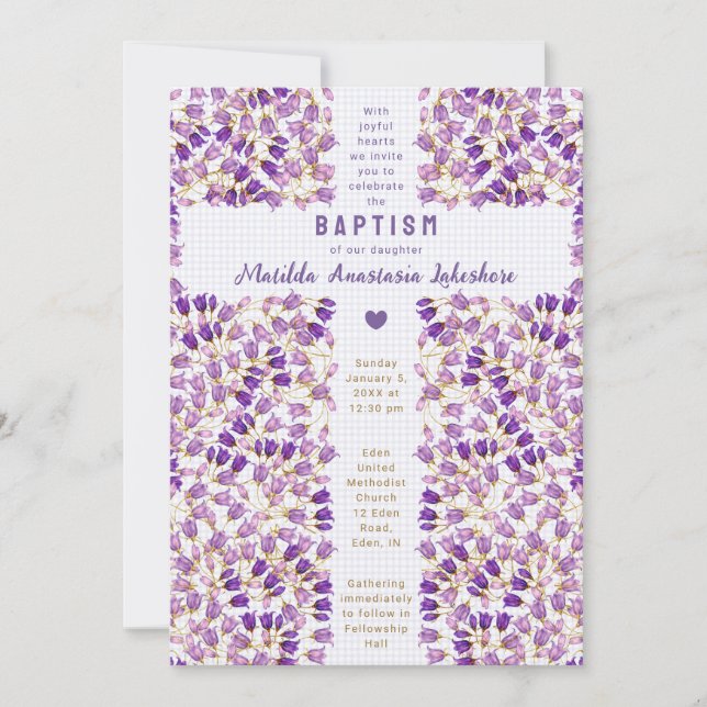 Invitation 005 Iris Jardin de Verre Cathédrale Gingham Baptêm (Devant)