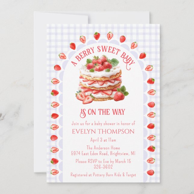 Invitation 005 Iris Purple Strawberry Shortcake Baby Shower (Devant)