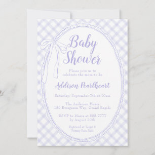 Invitation 005 Iris Violet Héritage à Dentelle Vichy Baby Sho