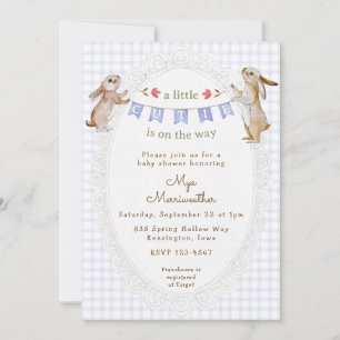 Invitation 005 Iris Violet Lapin Doux Gingham Baby Shower