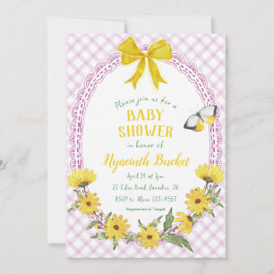 Invitation 006 Jaune de vin Daisy noeud papillon Gingham Baby