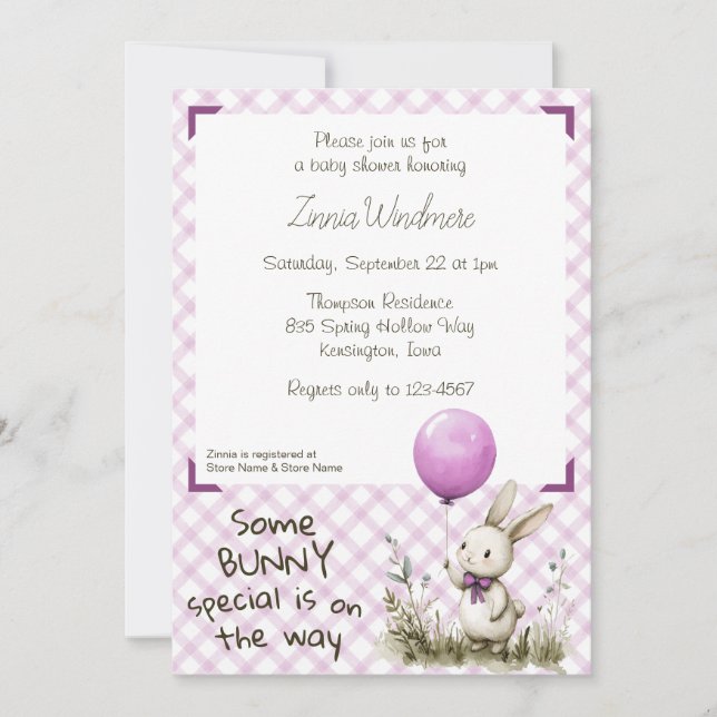 Invitation 006 Vin Pourpre • Some Bunny Special Baby Shower (Devant)