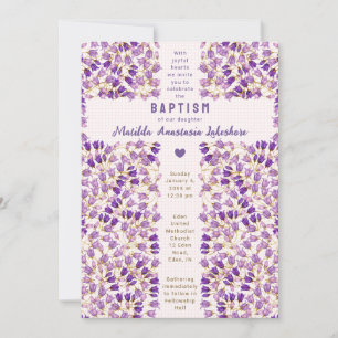 Invitation 008 Baptême Verre Cathédrale Gingham Jardin
