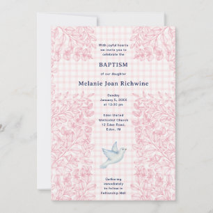 Invitation 008 Blush Dove Botanique Croisillon Baptême