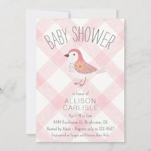 Invitation 008 Fard à joues Belle Fleur Oiseaux Gingham Baby