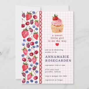 Invitation 008 Rose Pâle Baie Patch Cupcake Baby Shower