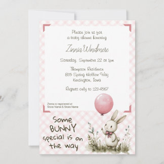 Invitation 008 Rose Pâle • Fête de Bébé Some Bunny Spécial