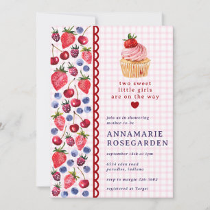 Invitation 009 Cupcake Baby Shower Fuchsia Rose Baie Patch