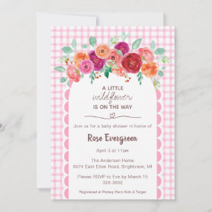 Invitation 009 Fuchsia Rose Pâle Aquarelle Fête de Naissance 
