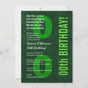 Invitation 00e anniversaire moderne Green Metallic V001