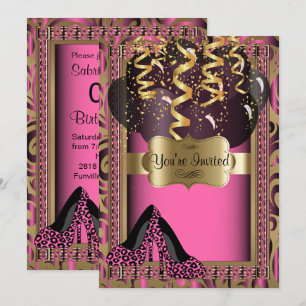 Invitation 00th Léopard rose de talons hauts de la fête