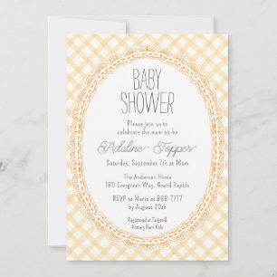 Invitation 010 Cadre de dentelle vintage ambre Baby Shower Gi
