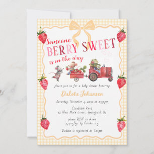 Invitation 010 Gingham Ambre Doux Fruit Baby Shower Ferme