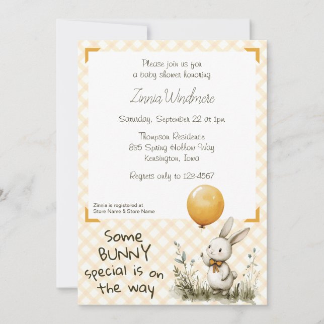 Invitation 010 Orange Ambre • Un bébé spécial pour Some Bunny (Devant)