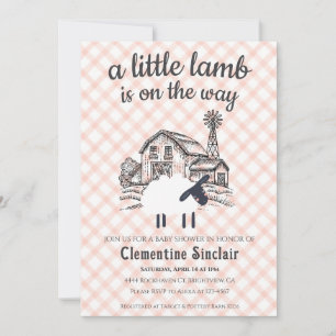 Invitation 011 Fête de Bébé Petite Agneau Terracotta Plaid