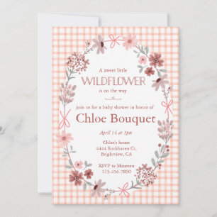 Invitation 011 Fleur de Terracotta Ruban Gingham Baby Shower