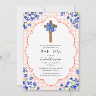 Invitation 011 Fleur de terre cuite Croix rustique Design Bap