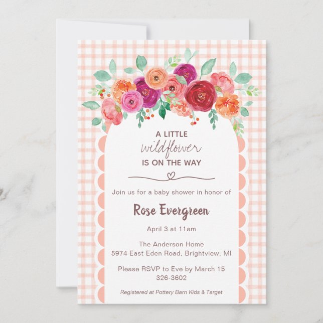 Invitation 011 Terracotta Watercolor Wildflower Baby Shower (Devant)