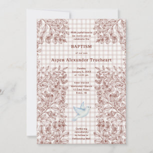 Invitation 013 Dove au Chocolat Botanique Croisé Gingham Bapt