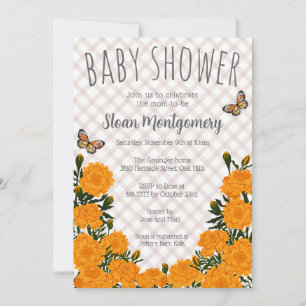 Invitation 013 Marigold Marron Chocolat Papillon Baby Shower