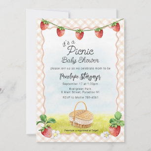 Invitation 014 Fête Prénatale Bébé Tasse de Lait à la Fraise