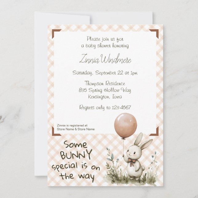 Invitation 014 Latte Marron • Some Bunny Baby Shower spécial (Devant)
