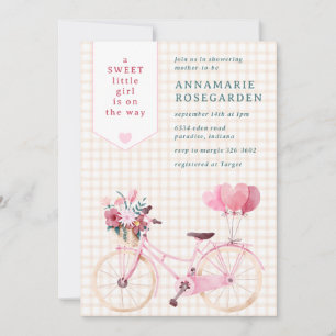 Invitation 014 Latte Sucré Fleur Fille Vélo Baby Shower