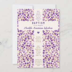 Invitation 014 Latte Vitrail Jardin Gingham Baptême