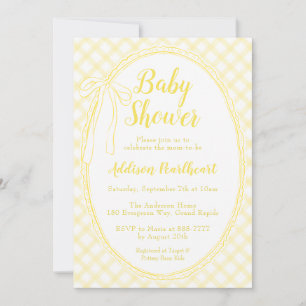 Invitation 015 Citron Gingham Dentelle Familiale Baby Shower
