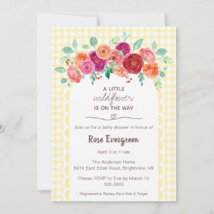 Invitation 015 Jaune Citron Aquarelle Baby Shower Fleur Sauva
