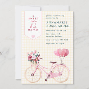 Invitation 016 Fille Fleur Fleurie Vélo Baby Shower Marigold