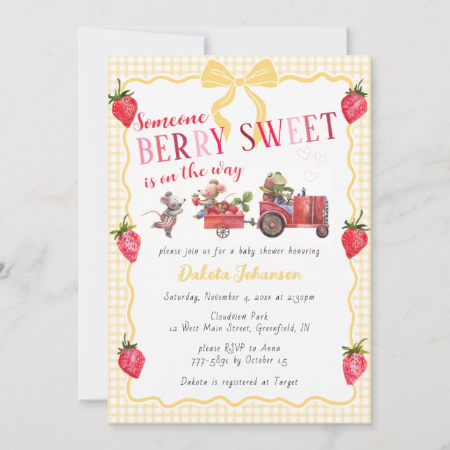 Invitation 016 Marigold Gingham Baie Douce Ferme Baby Shower (Devant)