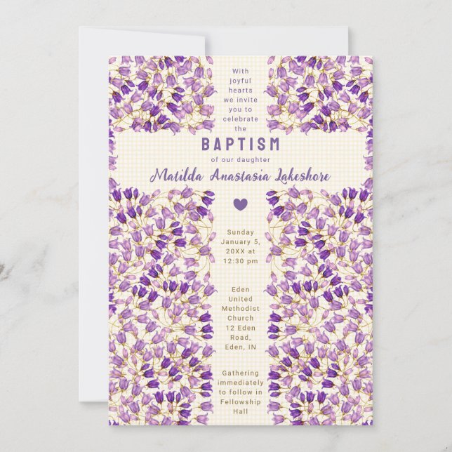 Invitation 016 Marigold Vitrail Jardin Gingham Baptême (Devant)