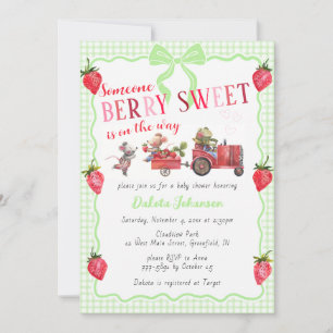 Invitation 017 Moss Gingham Baie Sucrée Baby Shower Ferme Béb