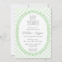 018 Cadre en dentelle vintage Gingham Baby Shower