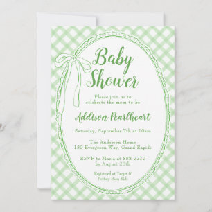 Invitation 018 Vert Gazon Broderie Anglaise Gingham Baby Show