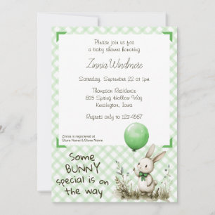 Invitation 018 Vert gazon • Un peu lapin spécial Baby Shower