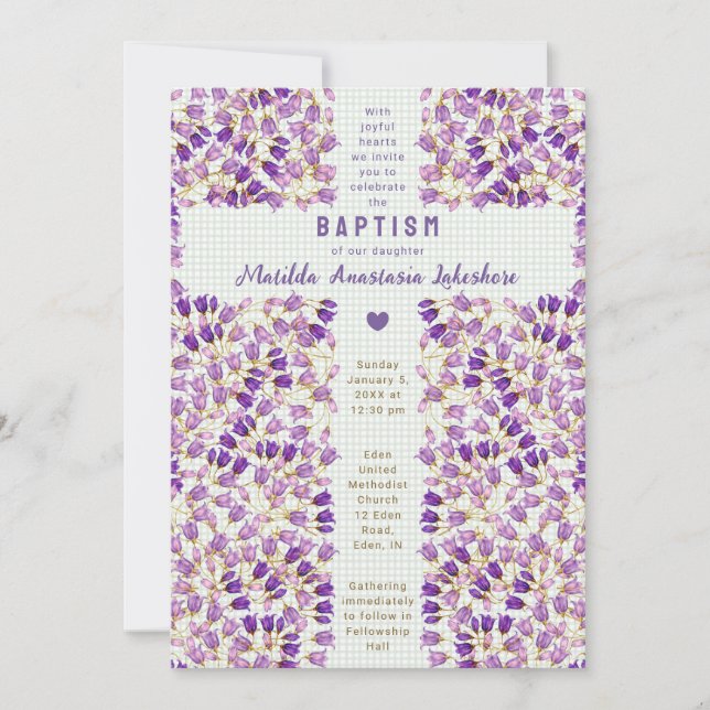 Invitation 019 Forest Vitrail Gingham Baptême (Devant)