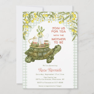 Invitation 019 Jardin Vert Forêt Thé Tortue Baby Shower