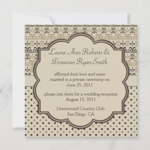 Invitation 01 Brun Crème Tanné Damassé Points Après-Mariage