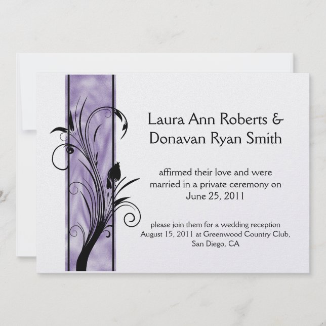 Invitation 01 Floralales noires Tourbillons Rayure Violette P (Devant)