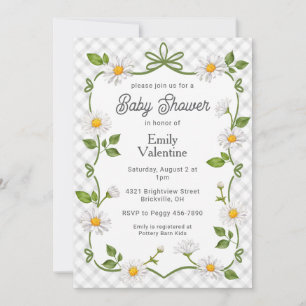 Invitation 020 Brume Grise Florale Fleur de Pâquerette Baby S