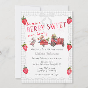 Invitation 020 Gingham Gris Brumeux Baie Douce Ferme Baby Sho