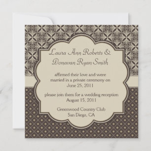 Invitation 03 Brun Tan Damassé et Points Après Mariage