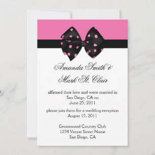Invitation 03 Rose Noir à pois Réception de mariage après la 