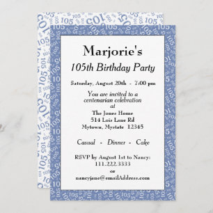 Invitation 05e anniversaire Motif de réception bleu/blanc