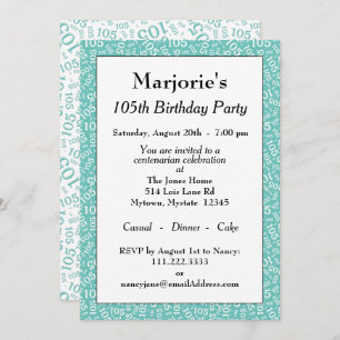 Invitation 05e fête d'anniversaire Turquoise/Motif numérique