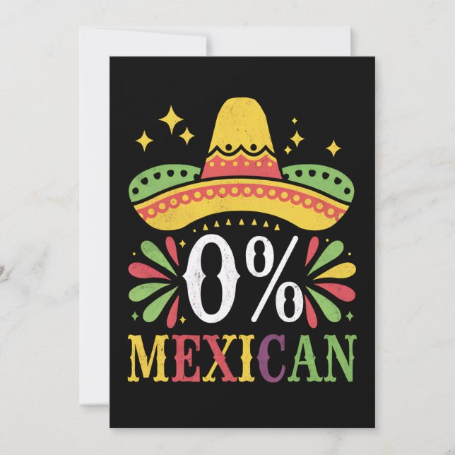 Invitation 0% Mexicain Zéro Pour Cent Drôle Cinco De Mayo (Devant)